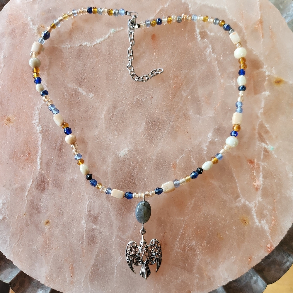 Raven Sterling Silver Labradorite Handmade Necklace